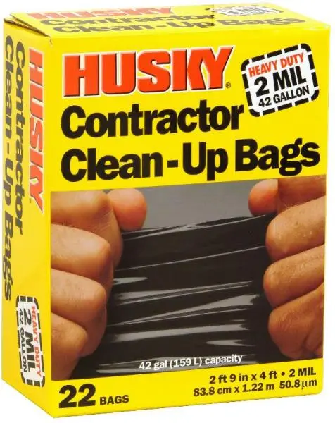 Husky HK42WC022B Contractor Clean-Up Bags 42 Gallon Heavy Duty Trash Bags