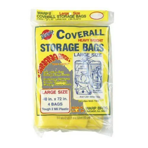Warp's CB-40 Original Heavyweight Large Storage Bags 40 x 72 Inch Yellow 4-Pack