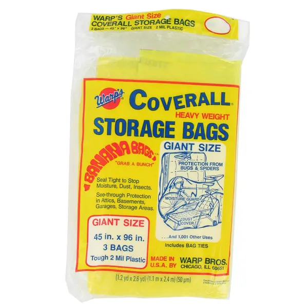 Warp's CB-45 Original Heavyweight Giant Storage Bags 45 x 96 Inch Yellow 3-Pack