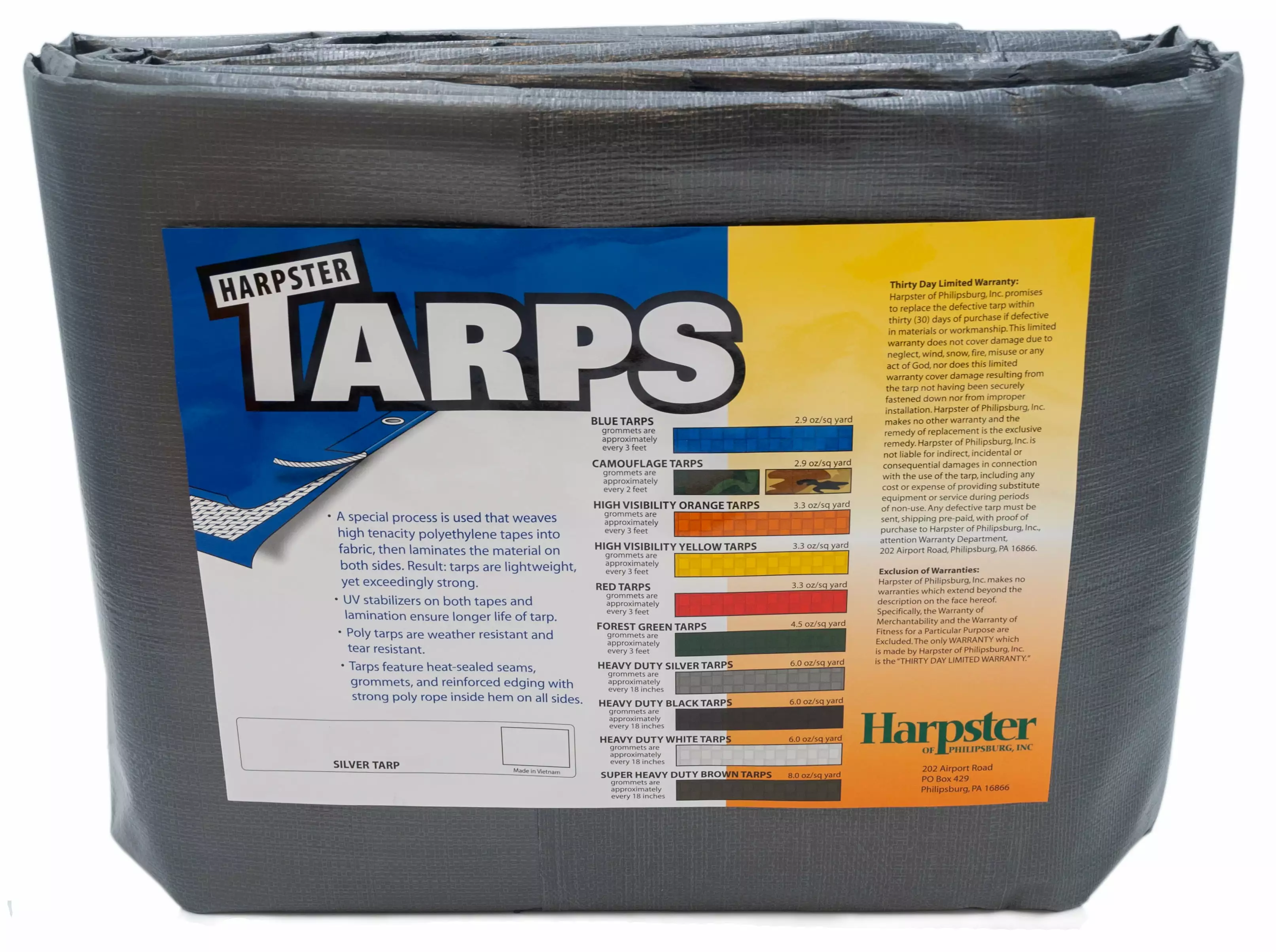 Harpster Tarps 20' x 20' Heavy Duty Silver 6 oz Poly Tarp 12 Mil Outdoor Protection