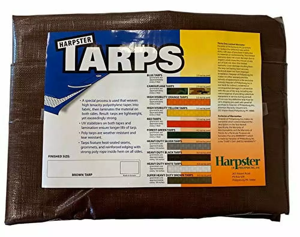 Harpster Tarps 6 ft. x 20 ft. Super Heavy Duty Brown 8 oz. Polyethylene Tarp 16 Mil Thick