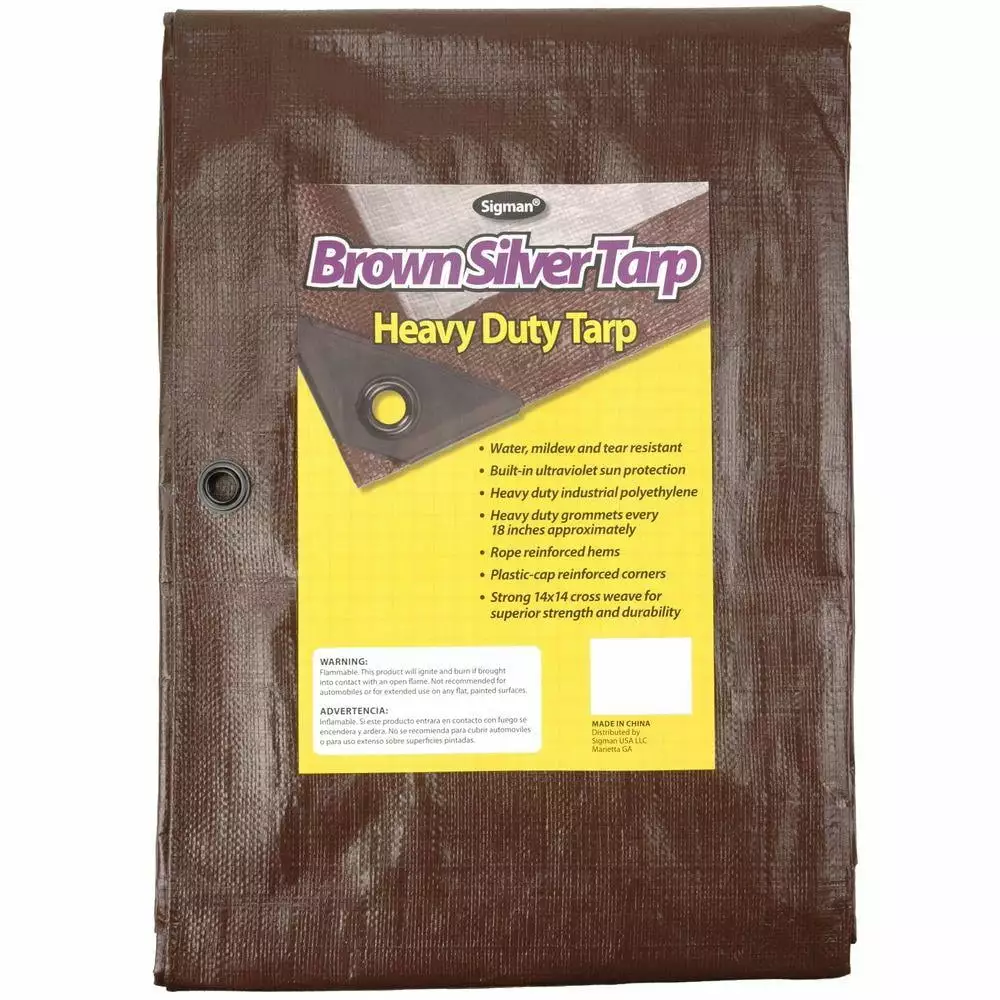 Sigman 12' x 20' Brown Silver Heavy Duty Tarp Outdoor Protection