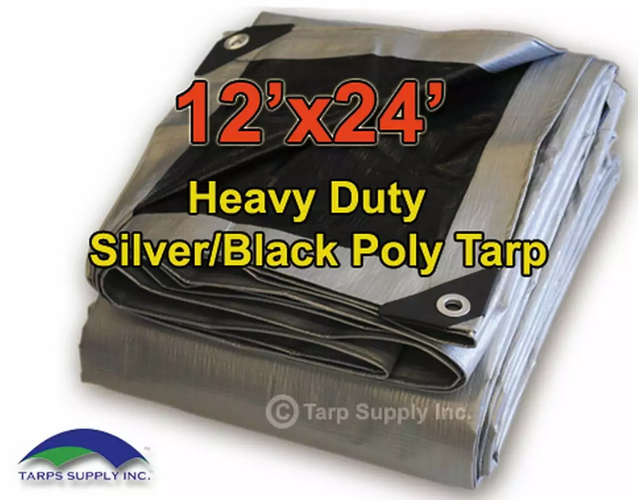 Tarp Supply Inc. 12' x 24' Heavy Duty Silver/Black Poly Tarp Cover Waterproof