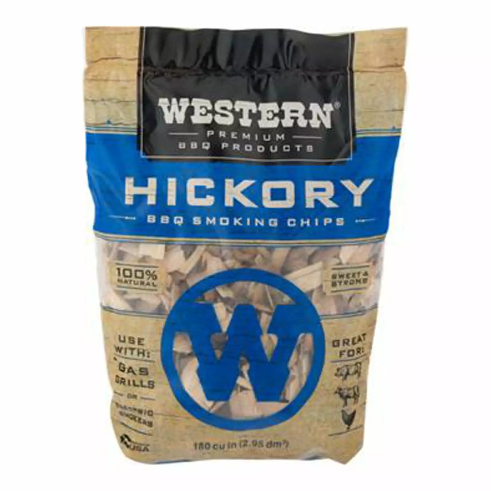 Western Luxury BBQ Hickory Grill Smoking Chips 180-Cu 6 Pack Flavorful Grilling 6