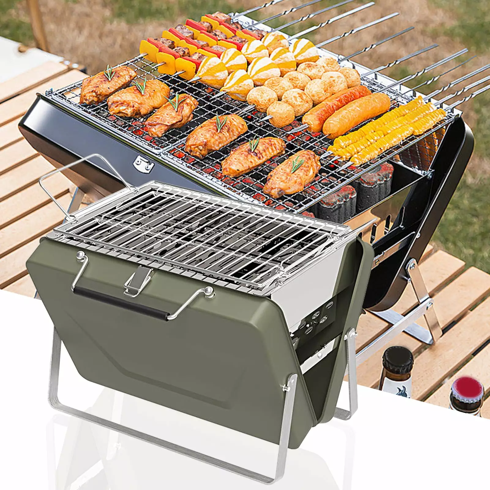Frogued Stable Buckle Closure Smooth Gridiron High Temperature Resistance Barbecue Roaster Stainless Steel Foldable BBQ Ch...
