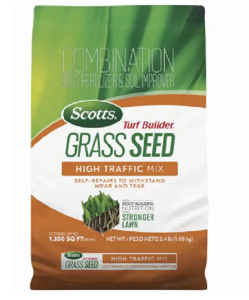 Scotts 18044 Turf Builder Grass Seed High Traffic Mix 2.4-Lbs Durable Lawn Solution