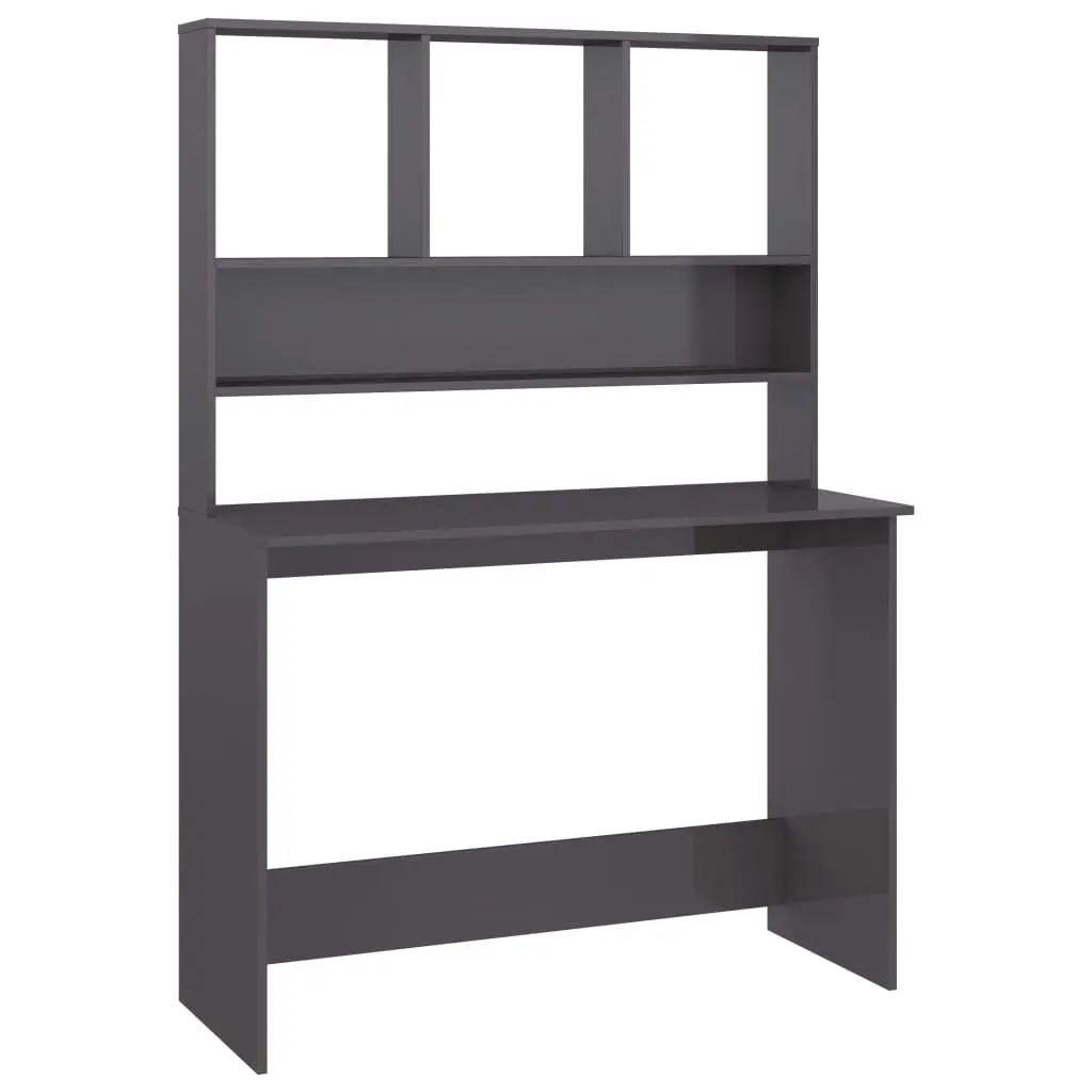 Desk Shelves High Gloss Gray 43.3x17.7 Inches Engineered Wood