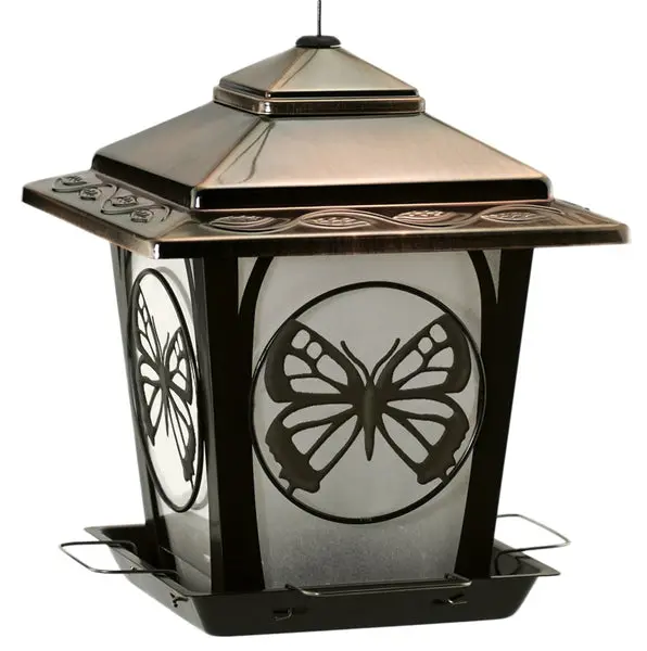 Audubon NA32321 Hopper Style Bird Feeder Butterfly Accents Outdoor Decoration