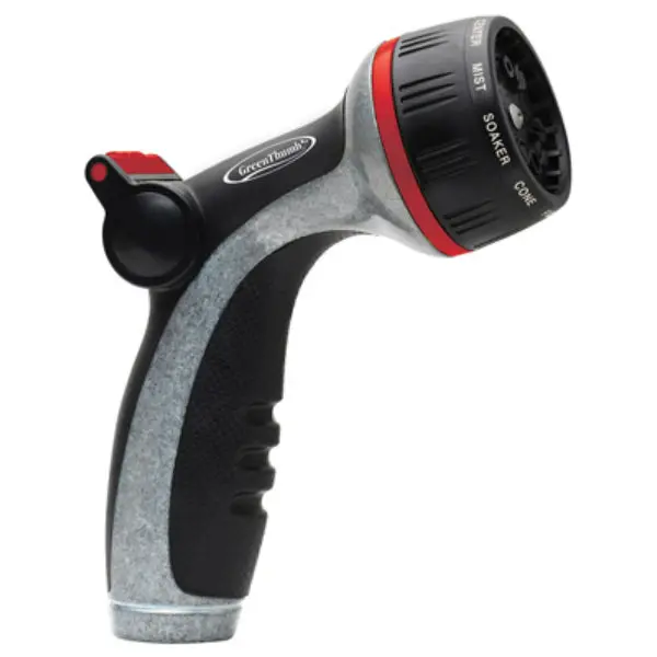 Green Thumb 20452-GTDI Heavy Metal Spray Nozzle Thumb-Control 10-Pattern Garden Hose Nozzle