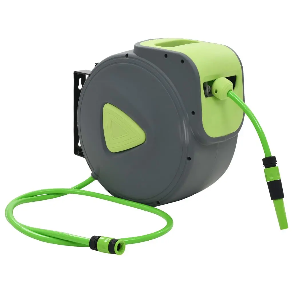 Automatic Retractable Water Hose Reel Wall Mounted 98.4+6.6 Feet Extra Long Garden Hose Storage