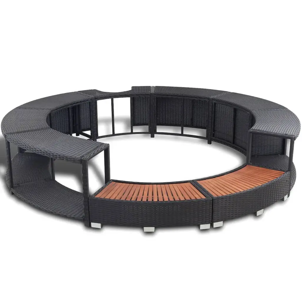 Hot Tub Surround Black Poly Rattan Outdoor Spa Enclosure Privacy Screen