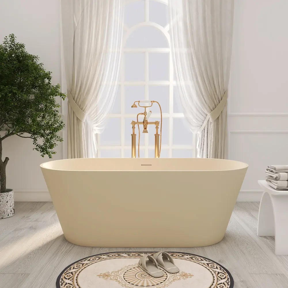 SJ-STARJANE 63'' Freestanding Tub Basic Surface Deep Freestanding Soaking Bathtub