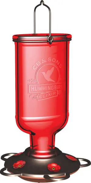 More Birds 38 Hummingbird Elixir Feeder 5 Ports Red 13 Oz Capacity
