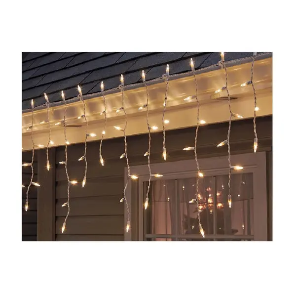 Santas Forest 26518 Icicle Lights White Cord 100 LED Christmas Roofline Lighting