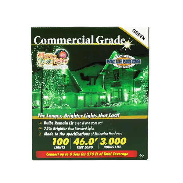 Holiday Bright 201004MBX Christmas Commercial Incandescent 100-Light Set Green Holiday Bright Lights