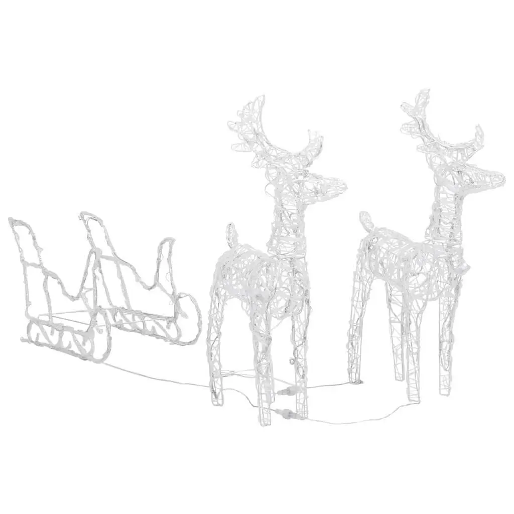 Reindeers & Sleigh Christmas Decoration 160 LEDs 51.2 Inch Acrylic