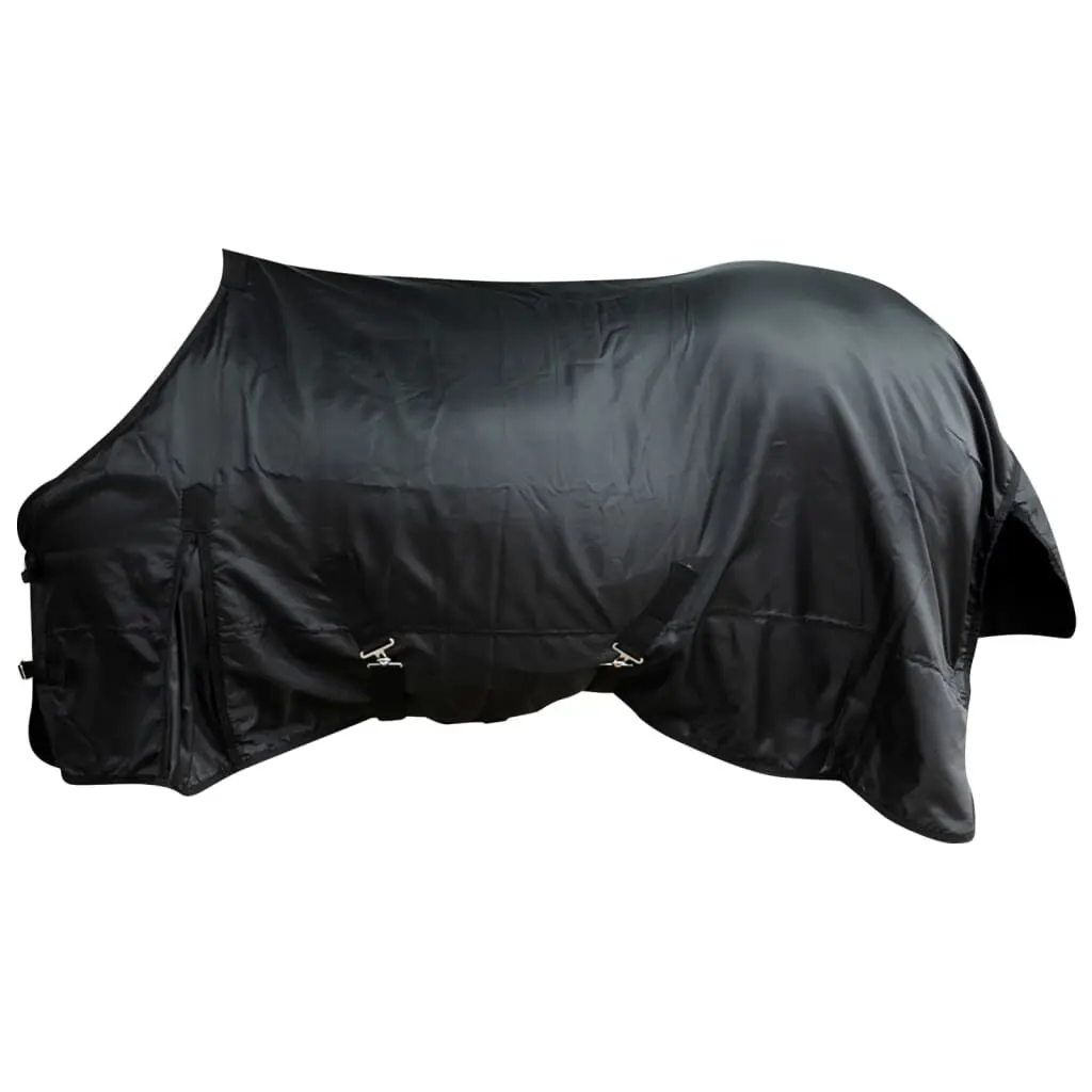 Fleece Rug Double Layers Surcingles 49.2 Inch Black Non-Slip Indoor Outdoor Rug