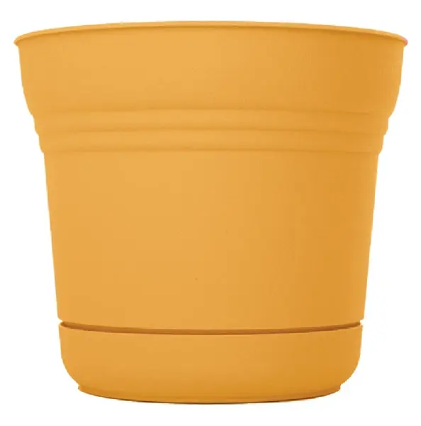 Bloem SP1023 Round Saturn Planter Polyresin Earthy Yellow 10 Inch