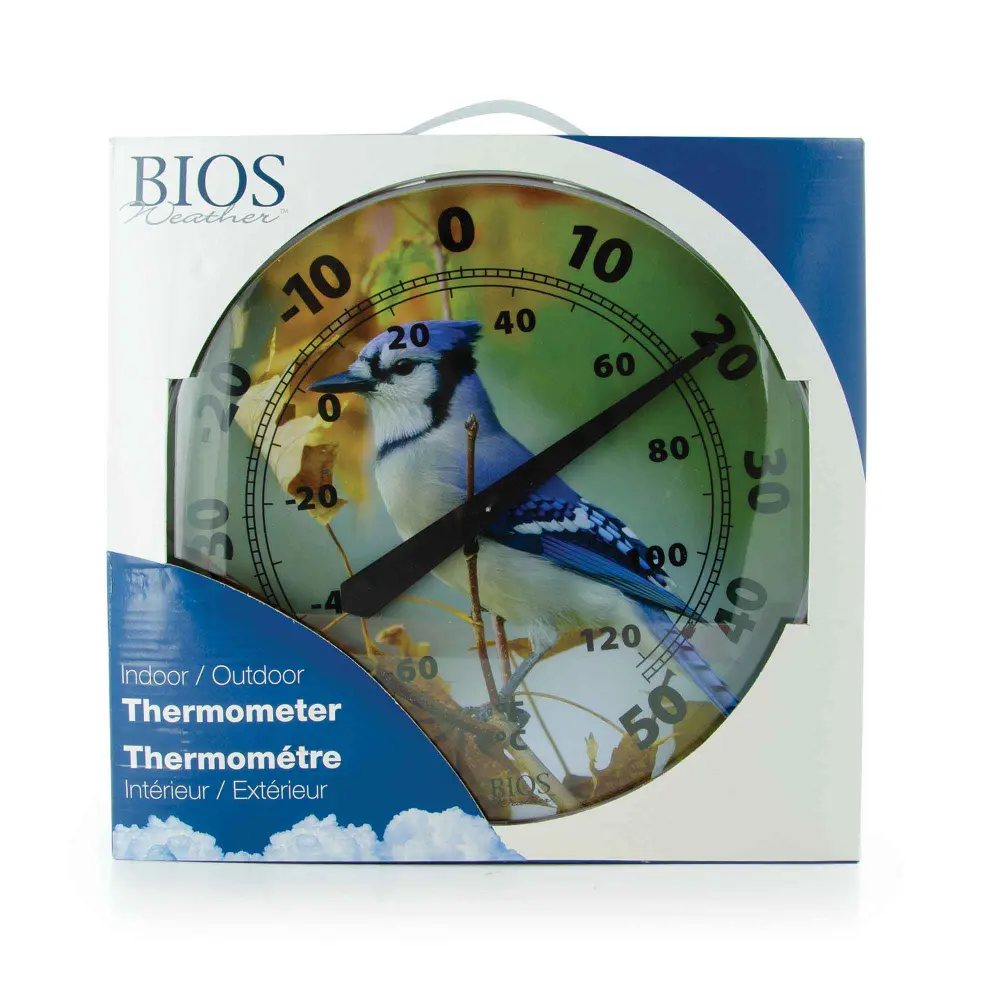 Indoor or Outdoor Round Thermometer, 12'' indigo Jay)