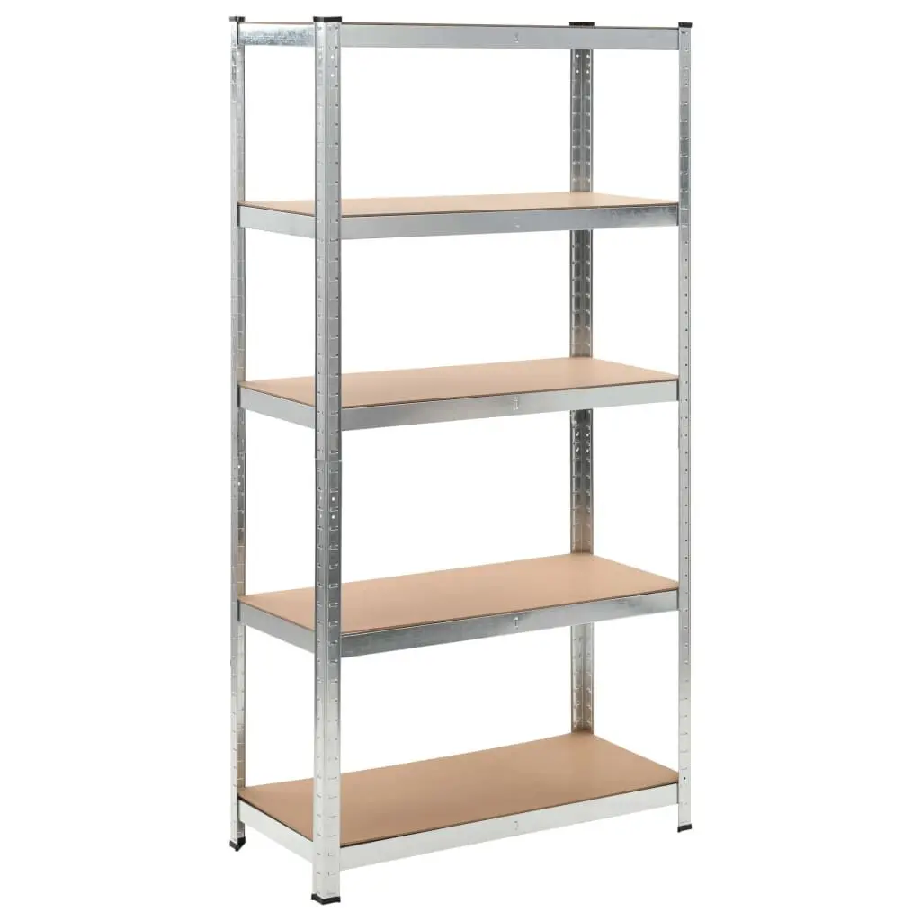 5-Layer Heavy-duty Shelf Silver Steel Engineered Wood Storage Solution