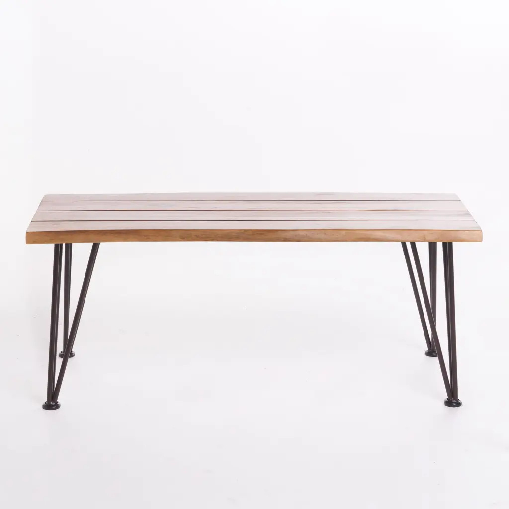 Cascada Indoor Industrial Coffee Table Rustic Metal Teak Finish Modern Living Room Noble House