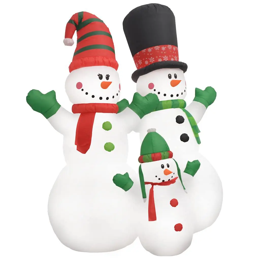 Christmas Inflatable Snowmen Family LED Lights IP44 8 Feet Tall