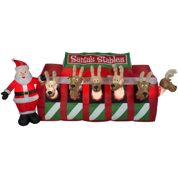 Gemmy 16951 Airblown Santa's Stables Christmas Inflatable Scene Multicolored