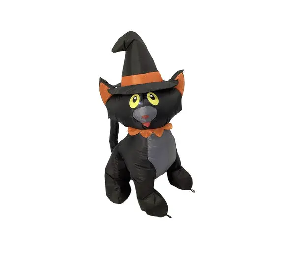 Santas Forest 90847 4 Ft Black and White Inflatable Halloween Cat