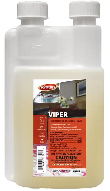 Martin's 82005007 Viper Insecticide Concentrate, Liquid, Spray Application, Indoor/Outdoor, 1 pt Summer Evenings