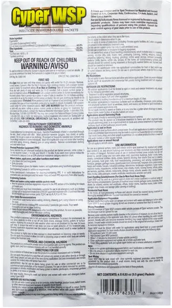 CSI 82300001 Cyper WSP Insecticide 4 x 9.5 Grams Packet Professional Pest Control