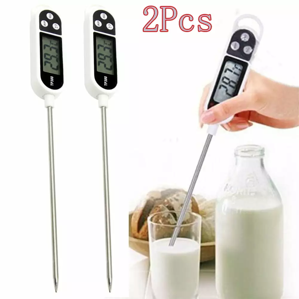 Cheers.US 2Pcs Instant Read Meat Thermometer Cooking BBQ Grill and Deep Fry Fast Precise Reading