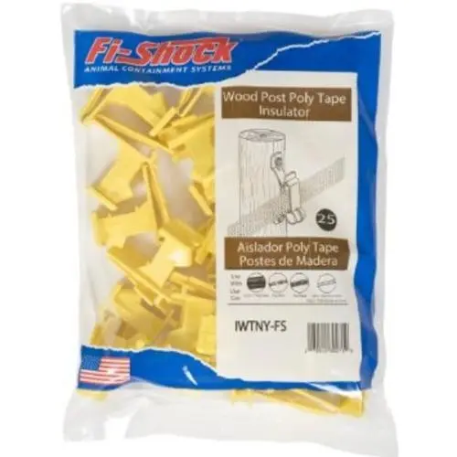 Fi-Shock IWTNY-FS Poly Tape Wood Post Insulator Yellow Electric Fencing
