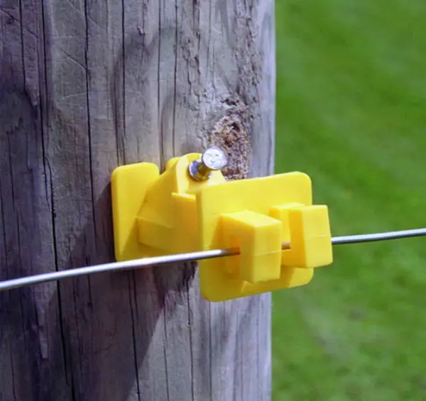 Zareba IWNY-Z Slant Nail Insulator Yellow Wooden Fence Posts