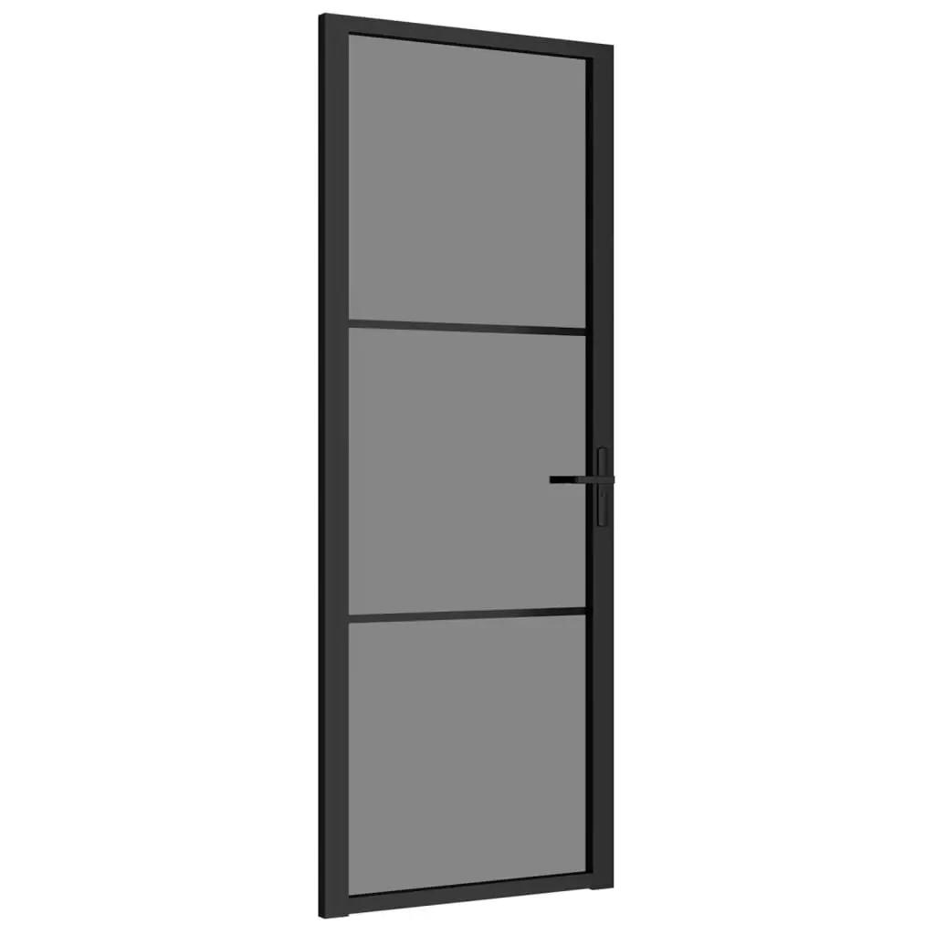 Interior Door 29.9x79.3 Inches Black ESG Glass and Aluminum Modern Design