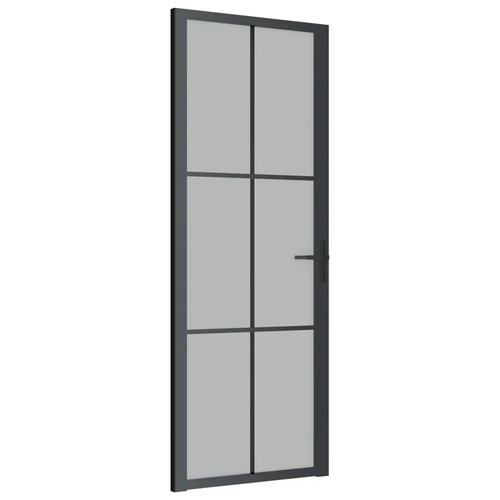 Interior Door 29.9x79.3 Inches Black Matt Glass and Aluminum Modern Design