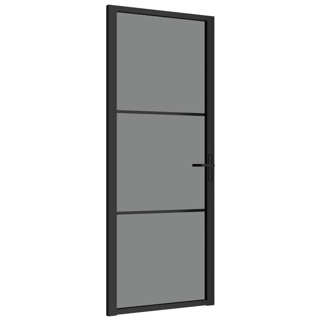 Interior Door 32.7x79.3 Inches Black ESG Glass and Aluminum Modern Design