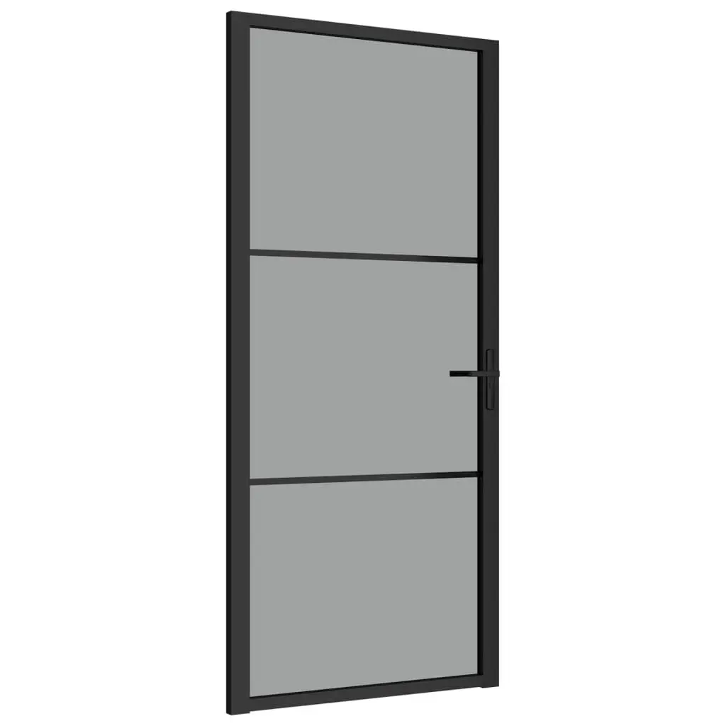 Interior Door 36.6x79.3 Inches Black ESG Glass and Aluminum Modern Design