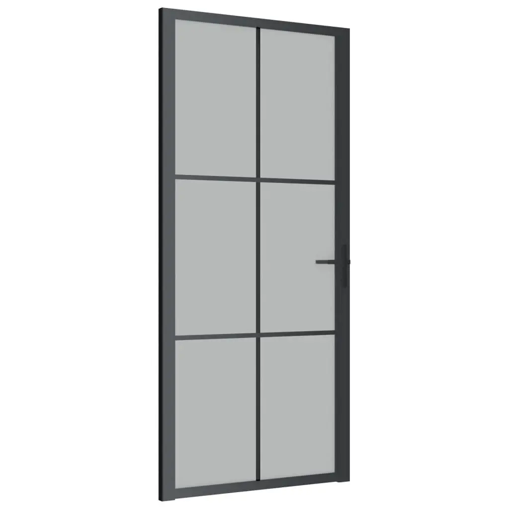 Interior Door 36.6x79.3 Inches Black Matt Glass and Aluminum Modern Design