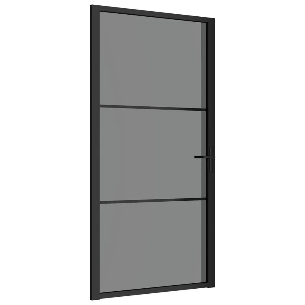 Interior Door 40.4x79.3 Inches Black ESG Glass and Aluminum Modern Design