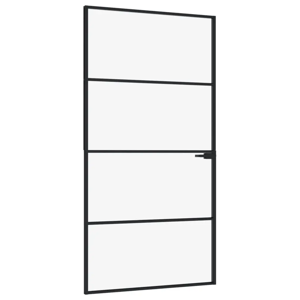 Interior Door Black 40.2x79.3 Inch Tempered Glass Aluminum Slim Modern Door
