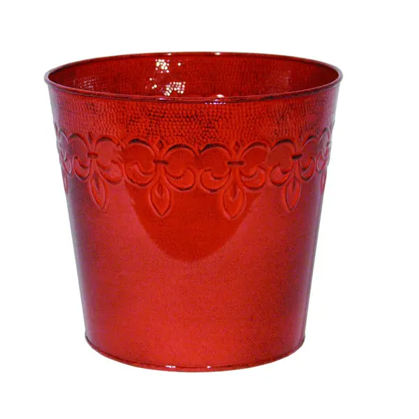 Robert Allen MPT01889 Prescott Ironstone Fleur De Lis Planter Cayenne Red