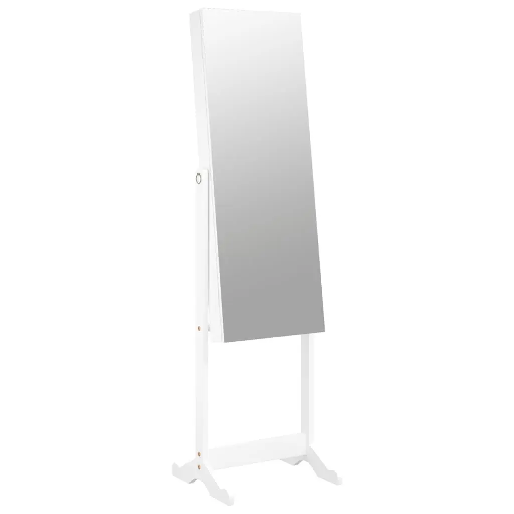 Mirror Jewellery Cabinet Free Standing White 16.5x15x59.8 Storage