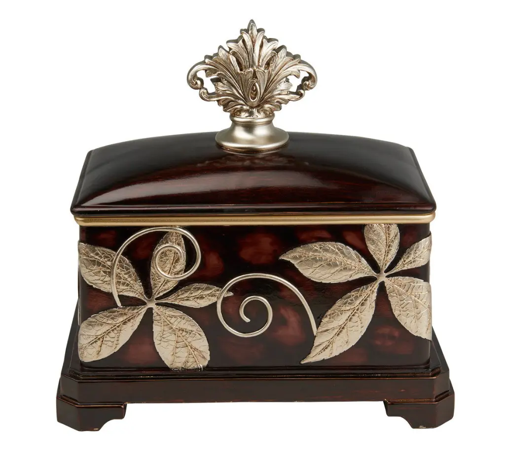 11.5 Folius Floral Foliage Jewelry Box Cherry Polyresin california home