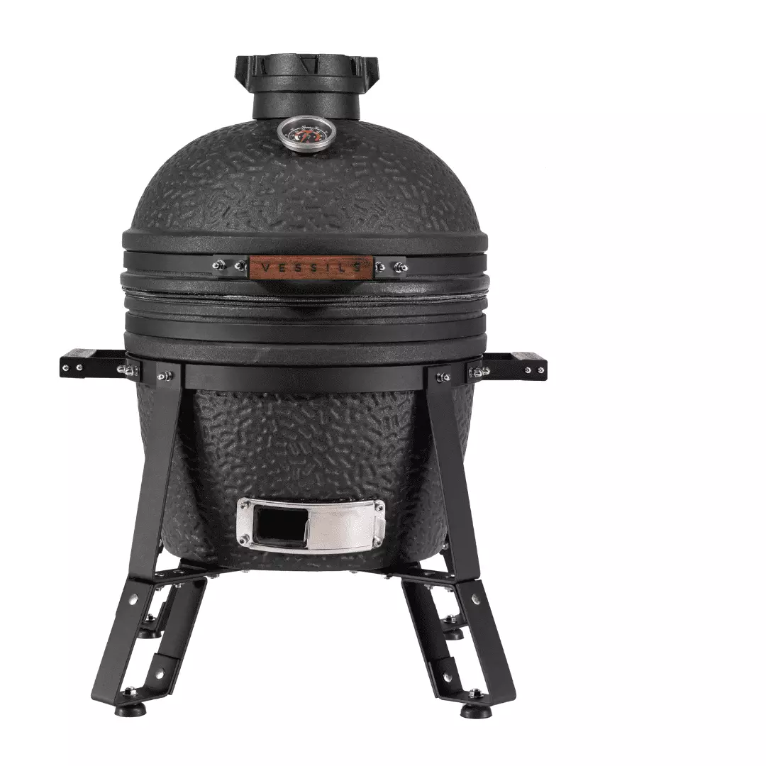 VESSILS Fleet Space-saving 16 Inch Kamado Charcoal Grill Full Set Accessories Matte Black 16