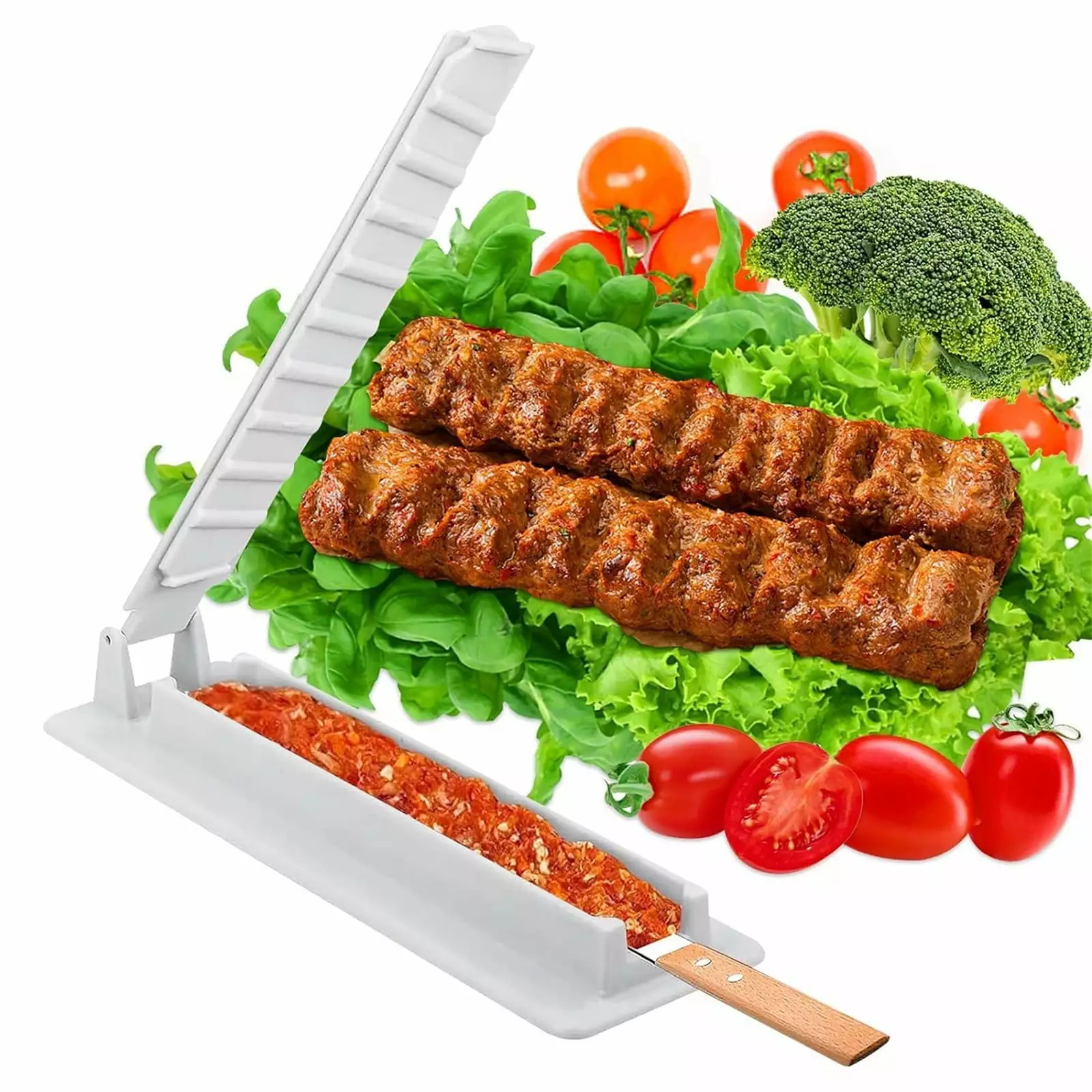 Kebab Maker Plastic Kabab Manual Kabob Mould Kebab Brochette Maker Kitchen Outdoor Barbecue
