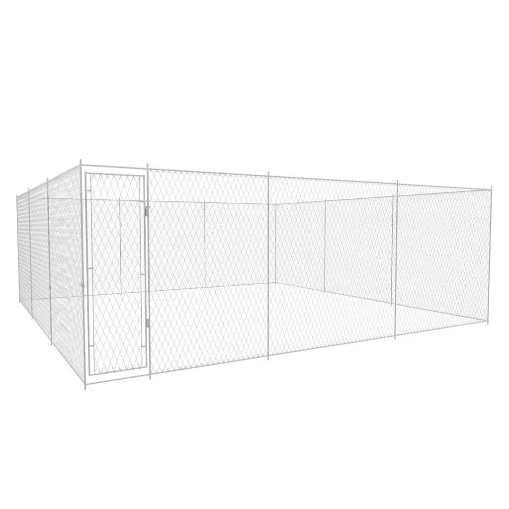 Outdoor Dog Kennel Galvanized Steel 224.4x224.4x72.8 Inches Pet Enclosure
