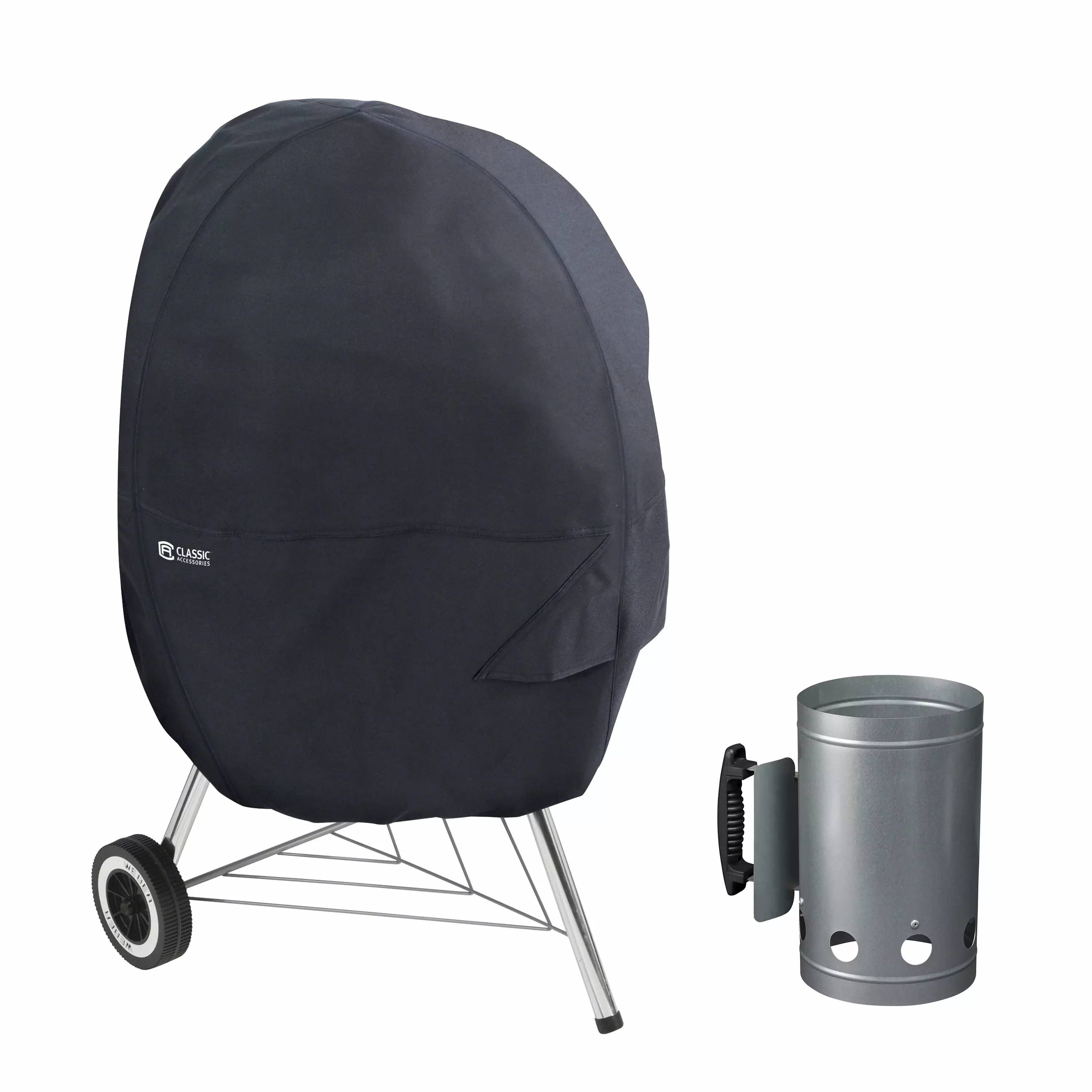Timeless Accessories Water-Resistant 30 Inch Kettle BBQ Grill Cover Charcoal Chimney Dia