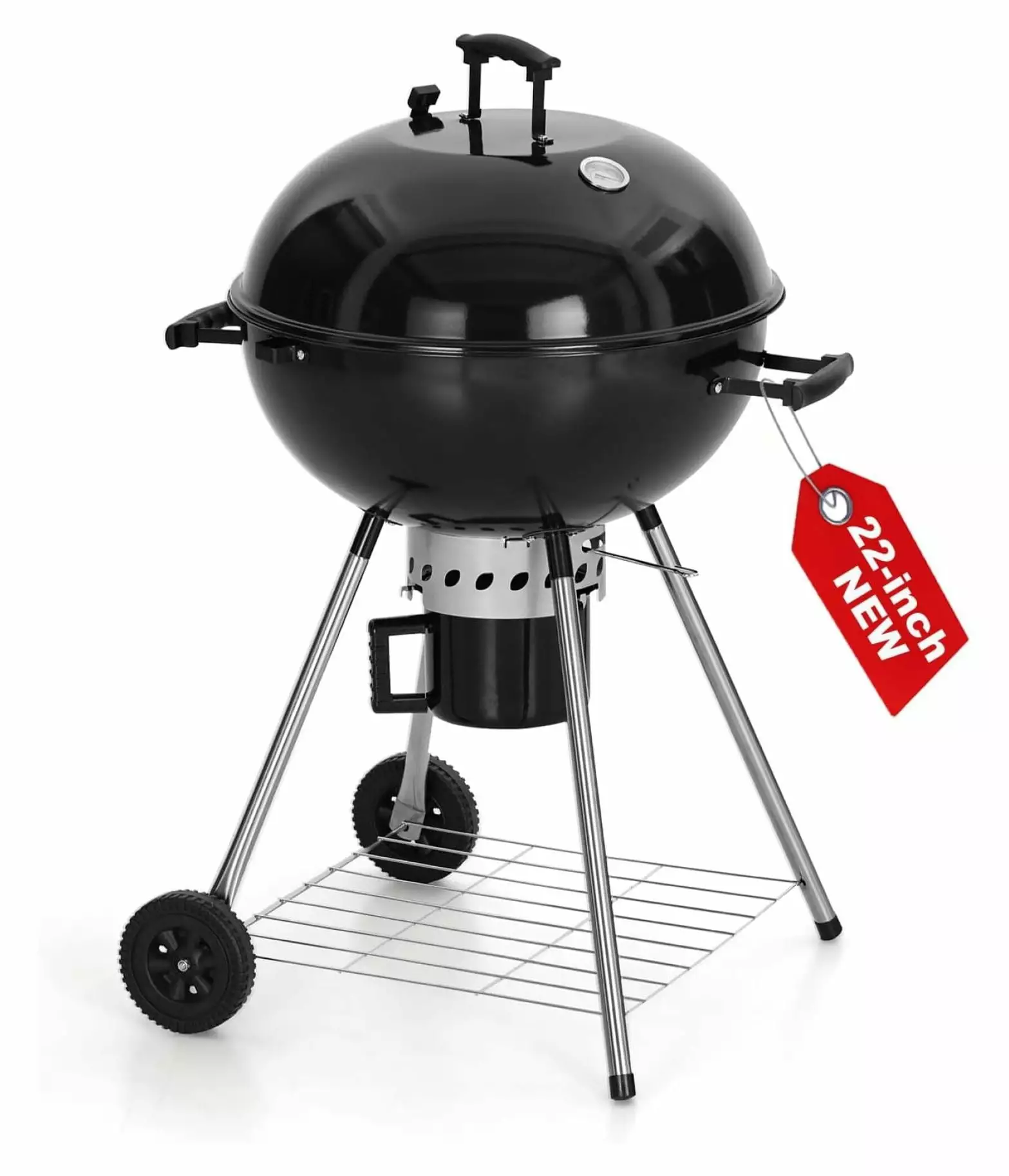 JYUii 22-Inch Kettle Charcoal BBQ Grill Wheels Outdoor Camping Picnics 18