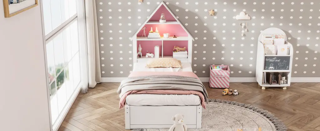 Twin Dimensions House Shaped Bed Bookcase Headboard and LED Light bed best