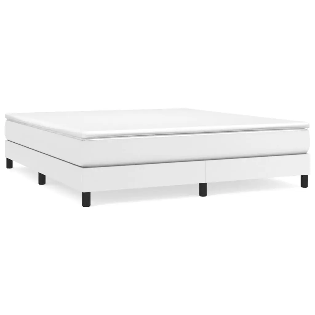 Box Spring Bed Mattress White 76x79.9 King Faux Leather Bed Frame